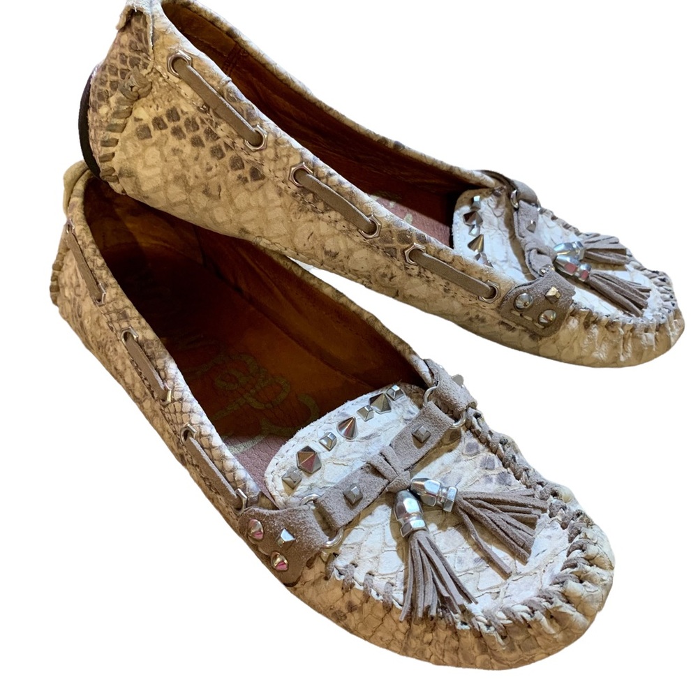 Sam Edelman Jaylen Leather Snakeskin Moccasin Loafer 7.5
